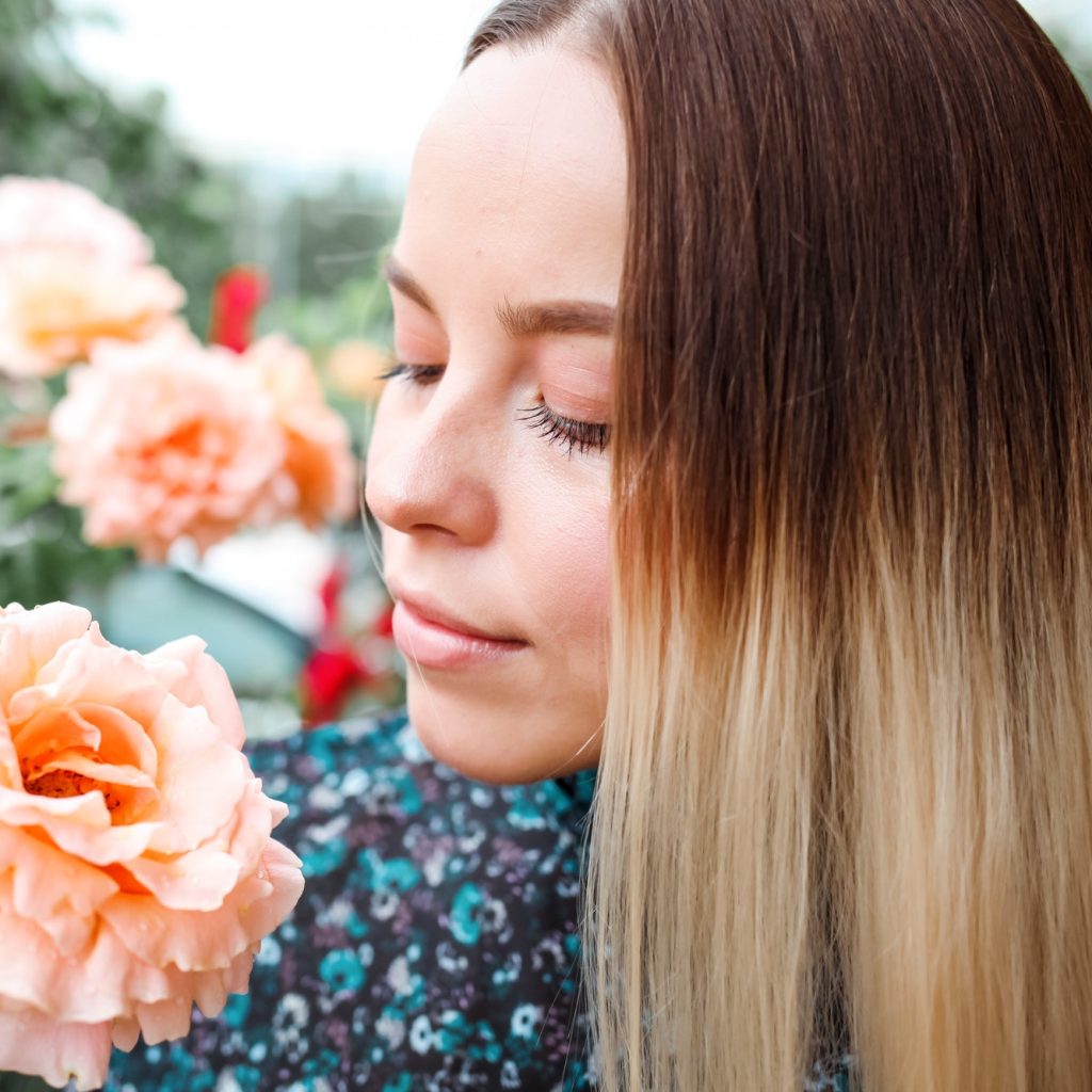 Beautiful young woman with long ombre hair and perfect skin.